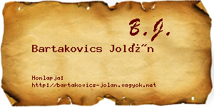Bartakovics Jolán névjegykártya