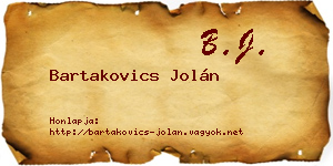 Bartakovics Jolán névjegykártya