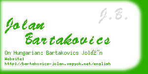 jolan bartakovics business card